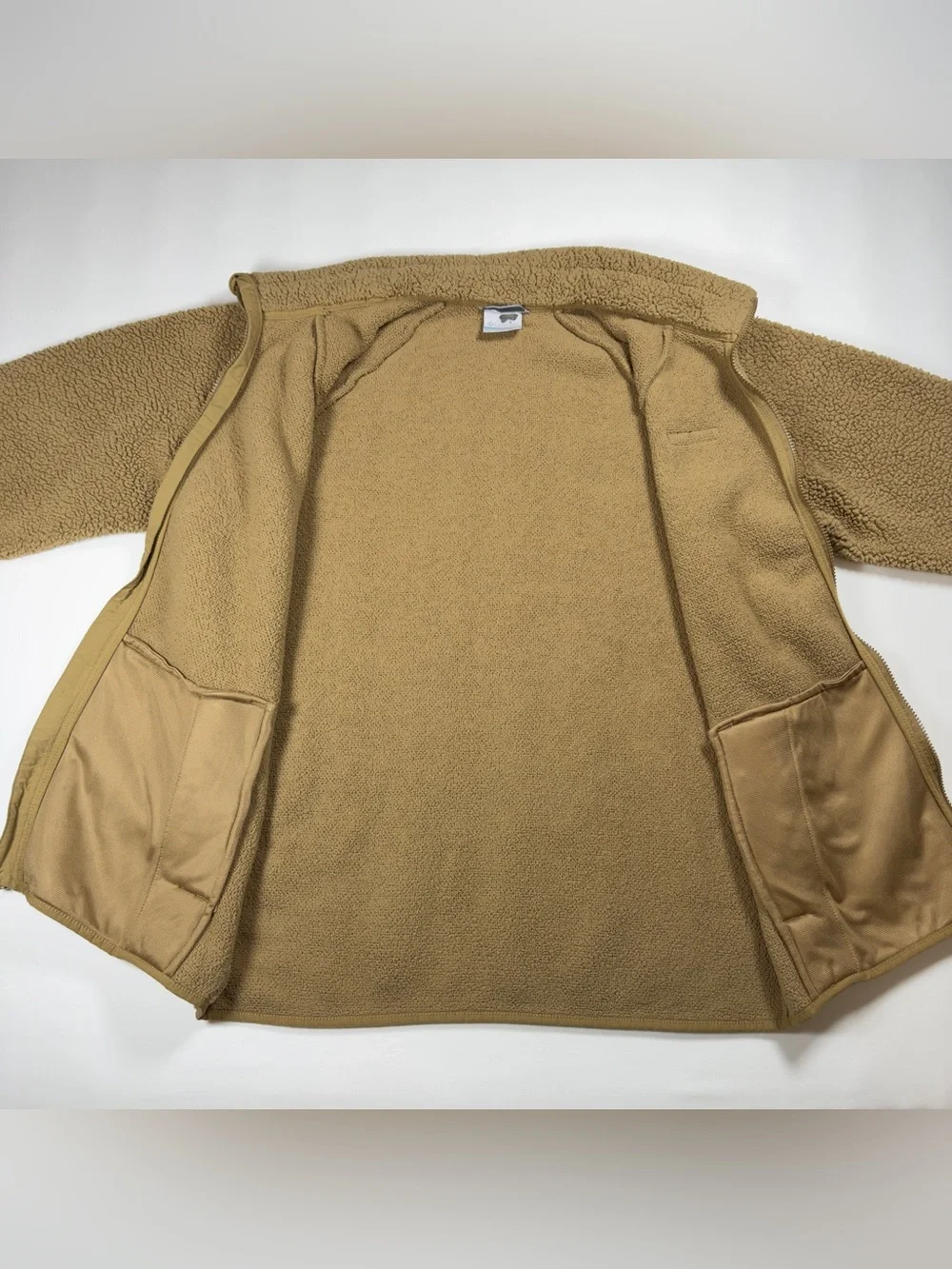 Columbia Sherpa Fleece Jacket Mens Large Tan Full Zip Rugged Ridge Pile Coat